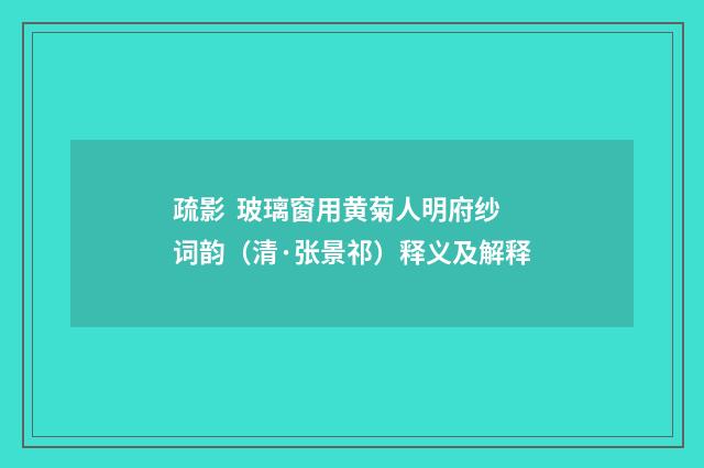 疏影  玻璃窗用黄菊人明府纱词韵（清·张景祁）释义及解释
