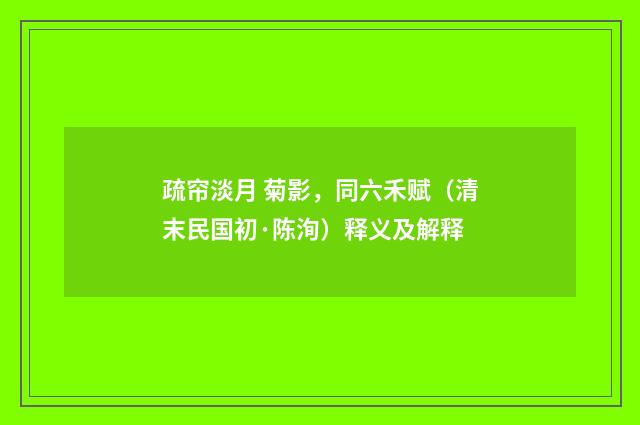 疏帘淡月 菊影，同六禾赋（清末民国初·陈洵）释义及解释