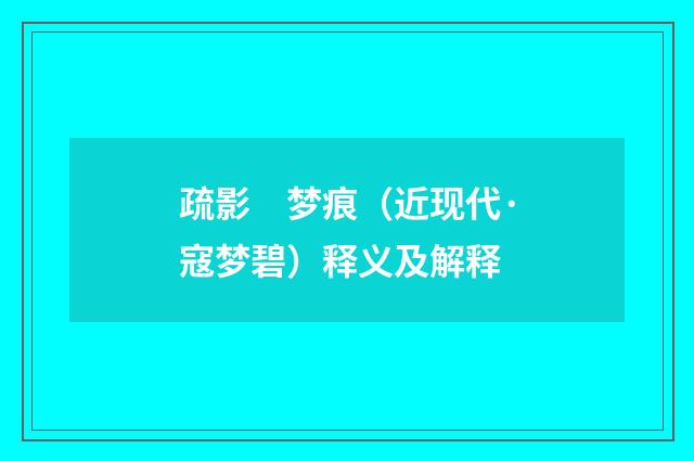 疏影　梦痕（近现代·寇梦碧）释义及解释
