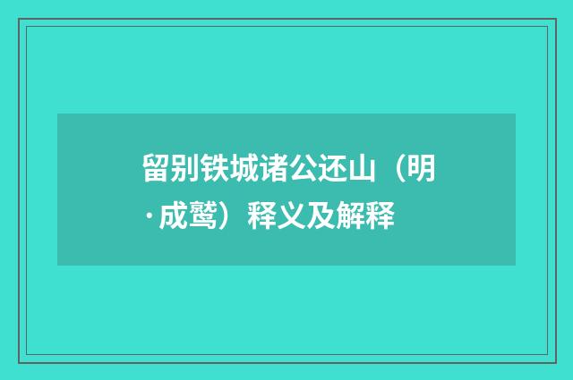 留别铁城诸公还山（明·成鹫）释义及解释