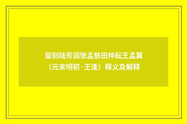 留别陆芳润张孟肤田仲耘王孟翼（元末明初·王逢）释义及解释