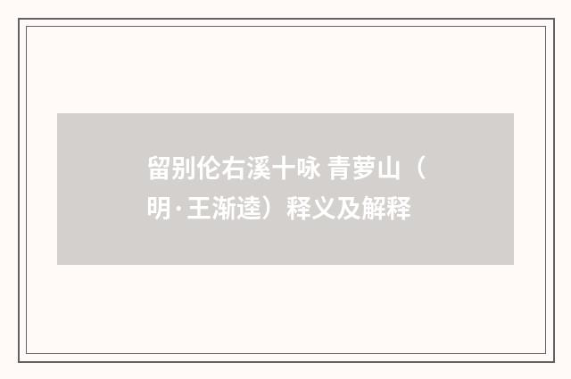 留别伦右溪十咏 青萝山（明·王渐逵）释义及解释
