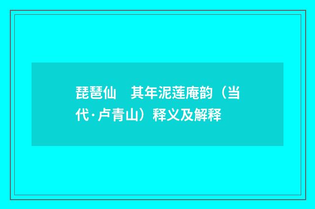 琵琶仙　其年泥莲庵韵（当代·卢青山）释义及解释