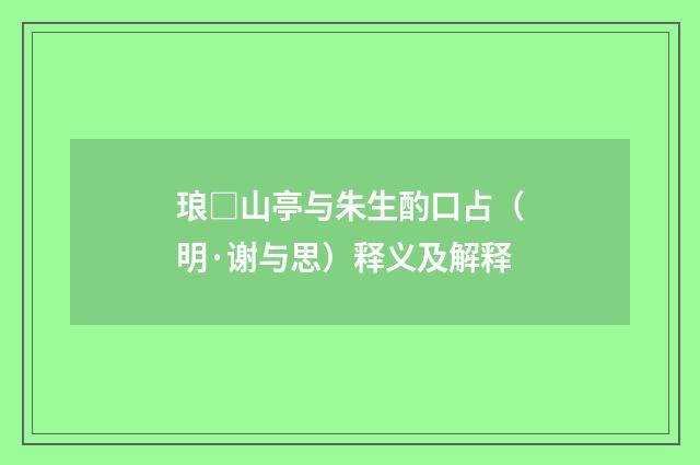 琅□山亭与朱生酌口占（明·谢与思）释义及解释