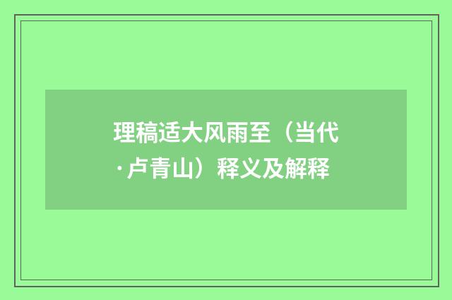 理稿适大风雨至（当代·卢青山）释义及解释