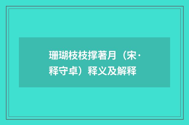 珊瑚枝枝撑著月（宋·释守卓）释义及解释