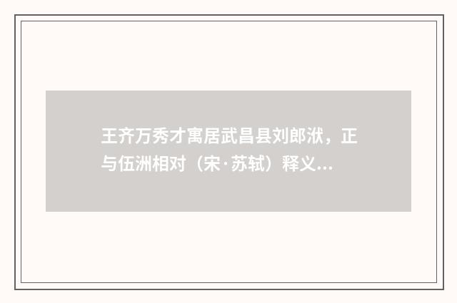 王齐万秀才寓居武昌县刘郎洑，正与伍洲相对（宋·苏轼）释义及解释