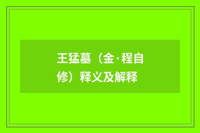 王猛墓（金·程自修）释义及解释