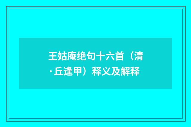 王姑庵绝句十六首（清·丘逢甲）释义及解释
