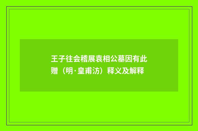 王子往会稽展袁相公墓因有此赠（明·皇甫汸）释义及解释