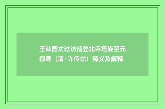 王兹园丈过访偕登北寺塔旋至元都观（清·许传霈）释义及解释