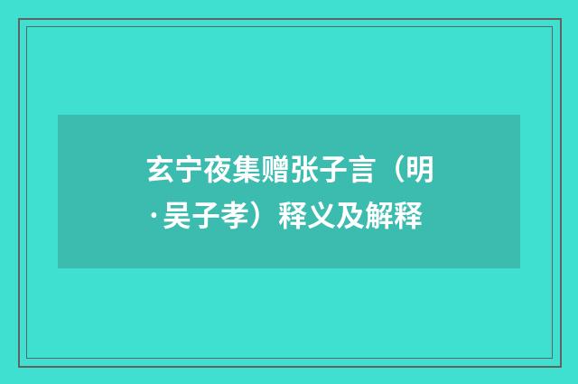 玄宁夜集赠张子言（明·吴子孝）释义及解释