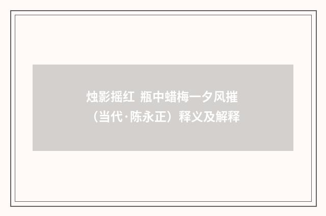 烛影摇红  瓶中蜡梅一夕风摧（当代·陈永正）释义及解释