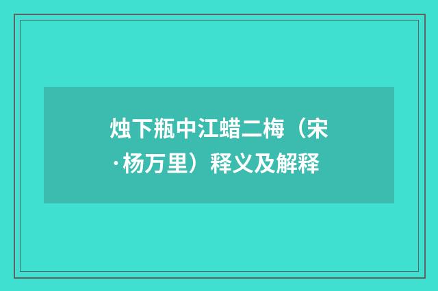 烛下瓶中江蜡二梅（宋·杨万里）释义及解释