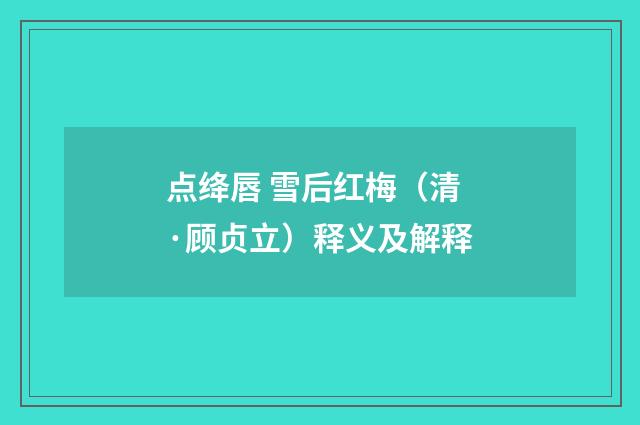 点绛唇 雪后红梅（清·顾贞立）释义及解释