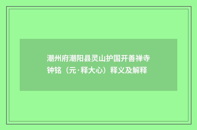 潮州府潮阳县灵山护国开善禅寺钟铭（元·释大心）释义及解释