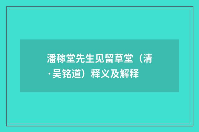 潘稼堂先生见留草堂（清·吴铭道）释义及解释