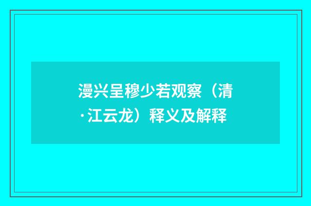 漫兴呈穆少若观察（清·江云龙）释义及解释