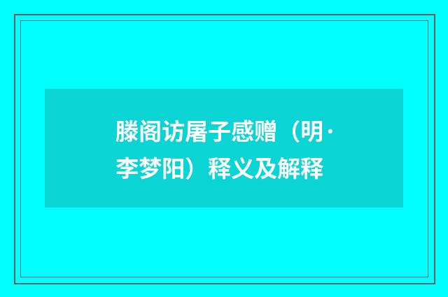 滕阁访屠子感赠（明·李梦阳）释义及解释