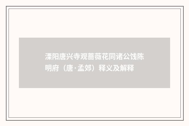 溧阳唐兴寺观蔷薇花同诸公饯陈明府（唐·孟郊）释义及解释