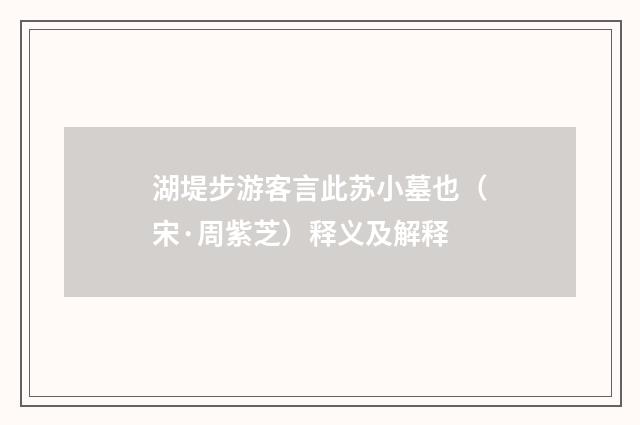 湖堤步游客言此苏小墓也（宋·周紫芝）释义及解释