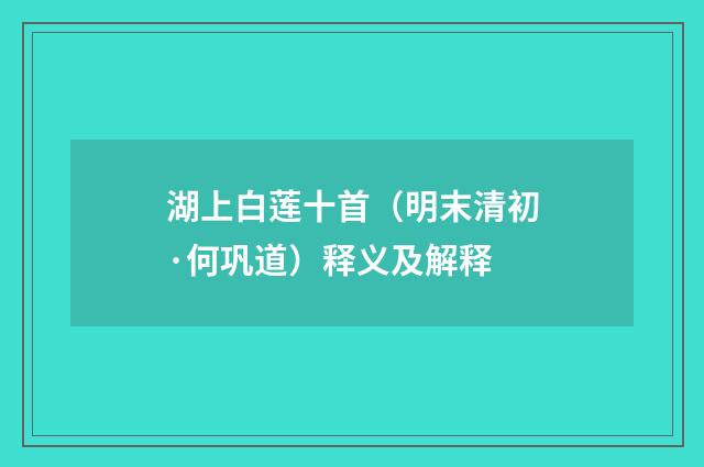 湖上白莲十首（明末清初·何巩道）释义及解释