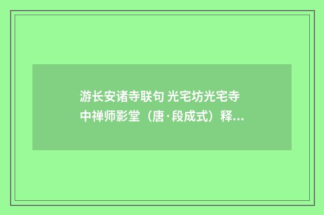 游长安诸寺联句 光宅坊光宅寺 中禅师影堂（唐·段成式）释义及解释