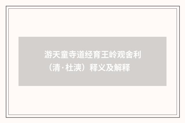 游天童寺道经育王岭观舍利（清·杜漺）释义及解释