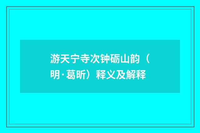 游天宁寺次钟砺山韵（明·葛昕）释义及解释