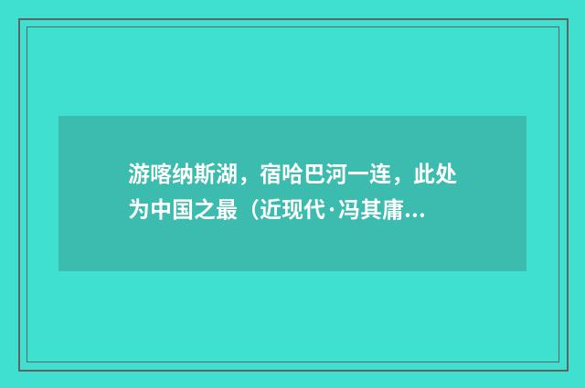 游喀纳斯湖，宿哈巴河一连，此处为中国之最（近现代·冯其庸）释义及解释