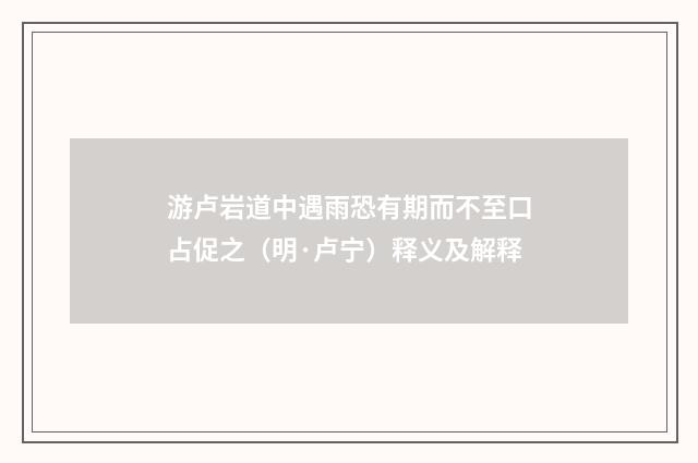 游卢岩道中遇雨恐有期而不至口占促之（明·卢宁）释义及解释