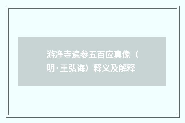 游净寺遍参五百应真像（明·王弘诲）释义及解释
