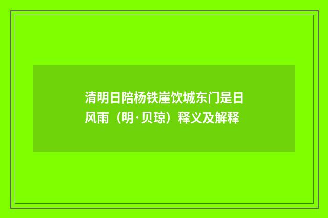 清明日陪杨铁崖饮城东门是日风雨（明·贝琼）释义及解释