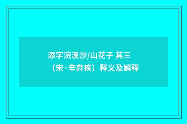 添字浣溪沙/山花子 其三（宋·辛弃疾）释义及解释