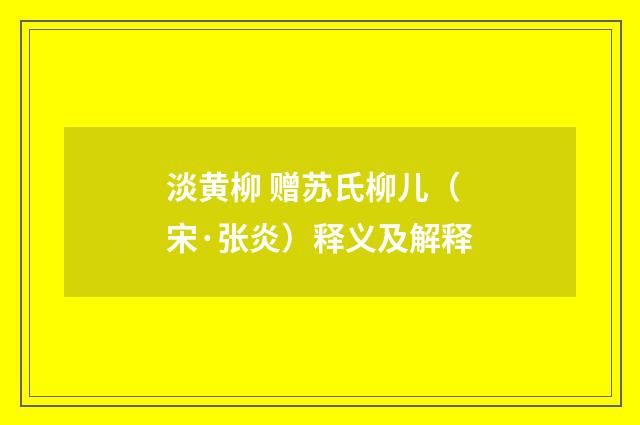 淡黄柳 赠苏氏柳儿（宋·张炎）释义及解释