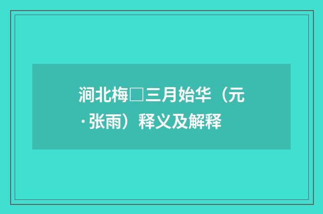 涧北梅□三月始华（元·张雨）释义及解释