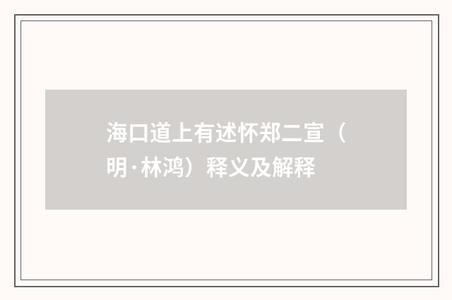 海口道上有述怀郑二宣（明·林鸿）释义及解释