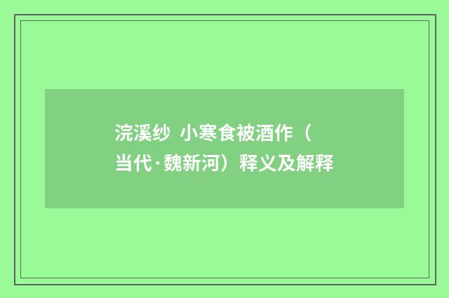 浣溪纱  小寒食被酒作（当代·魏新河）释义及解释