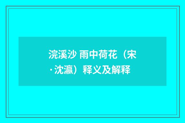 浣溪沙 雨中荷花（宋·沈瀛）释义及解释