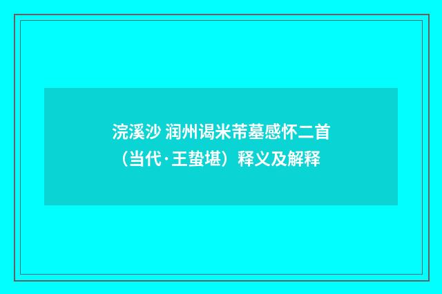 浣溪沙 润州谒米芾墓感怀二首(当代·王蛰堪)释义及解释