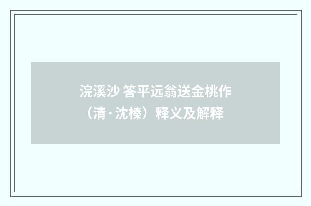 浣溪沙 答平远翁送金桃作（清·沈榛）释义及解释