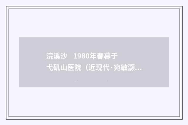 浣溪沙    1980年春暮于弋矶山医院（近现代·宛敏灏）释义及解释