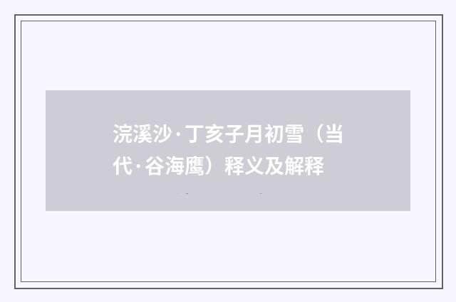 浣溪沙·丁亥子月初雪（当代·谷海鹰）释义及解释