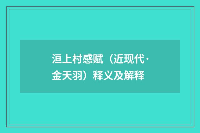 洹上村感赋（近现代·金天羽）释义及解释