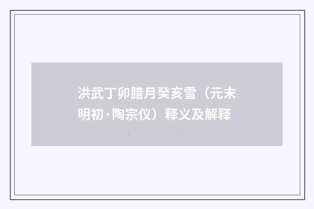 洪武丁卯腊月癸亥雪（元末明初·陶宗仪）释义及解释