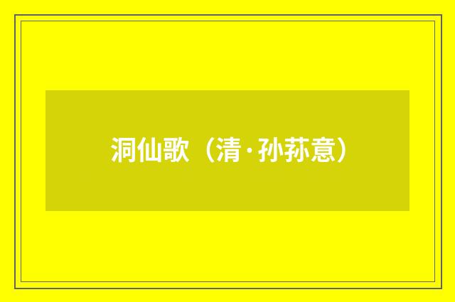 洞仙歌（清·孙荪意）释义及解释