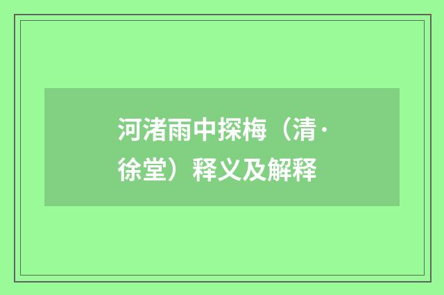 河渚雨中探梅（清·徐堂）释义及解释