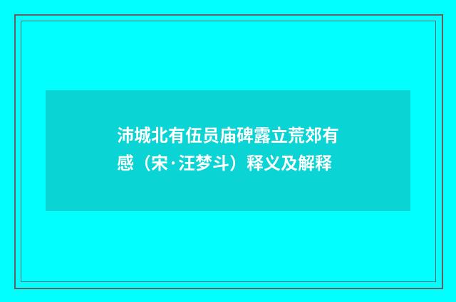 沛城北有伍员庙碑露立荒郊有感（宋·汪梦斗）释义及解释