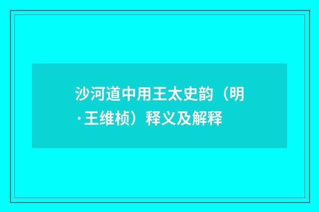 沙河道中用王太史韵（明·王维桢）释义及解释