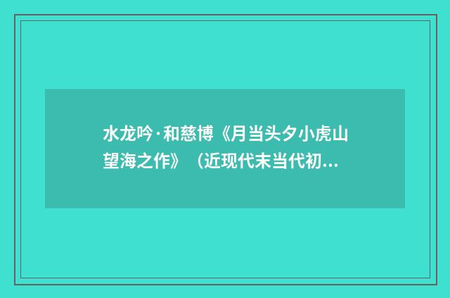 水龙吟·和慈博《月当头夕小虎山望海之作》（近现代末当代初·黄咏雩）释义及解释